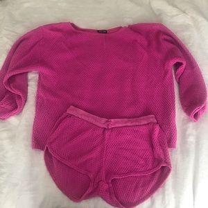 Nasty Gal Pink short and sweater sleep set